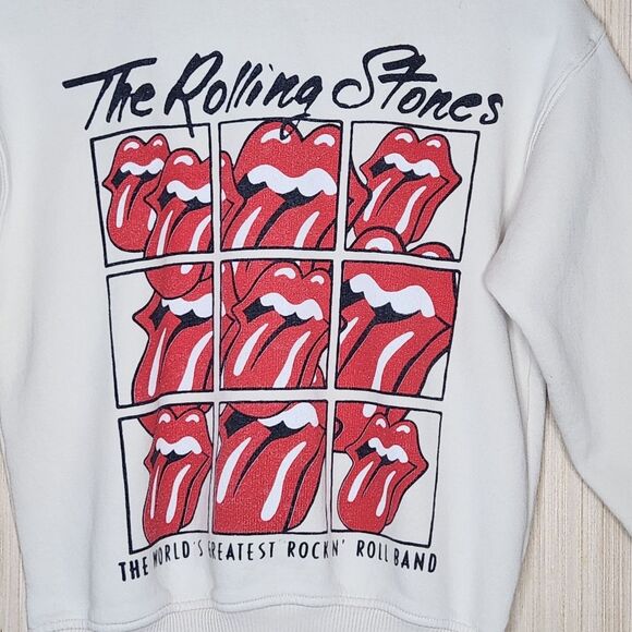 Zara Kids The Rolling Stones Sweatshirt Cream Crewneck Girls Size 9-10 - Picture 2 of 8